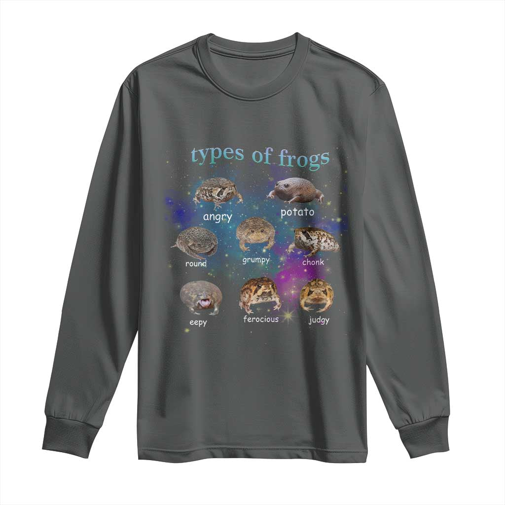 Types Of Frogs Funny Rain Frog Meme Chart Long Sleeve Shirt Angry Grumpy Eepy Chonk Potato Round Judgy Ferocious