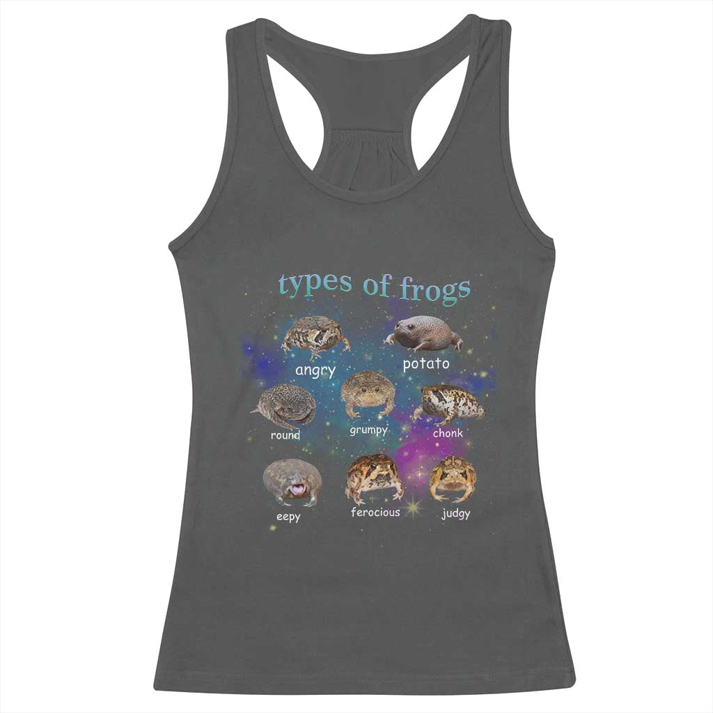 Types Of Frogs Funny Rain Frog Meme Chart Racerback Tank Top Angry Grumpy Eepy Chonk Potato Round Judgy Ferocious