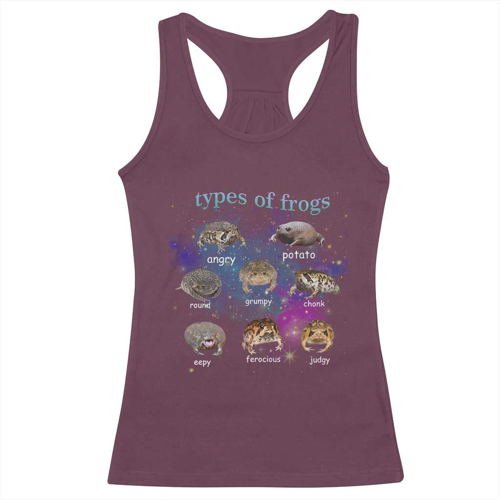 Types Of Frogs Funny Rain Frog Meme Chart Racerback Tank Top Angry Grumpy Eepy Chonk Potato Round Judgy Ferocious