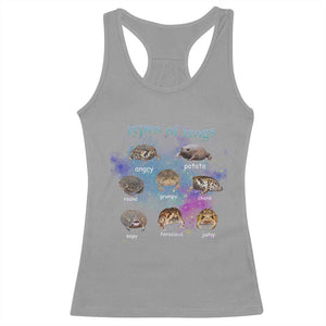 Types Of Frogs Funny Rain Frog Meme Chart Racerback Tank Top Angry Grumpy Eepy Chonk Potato Round Judgy Ferocious