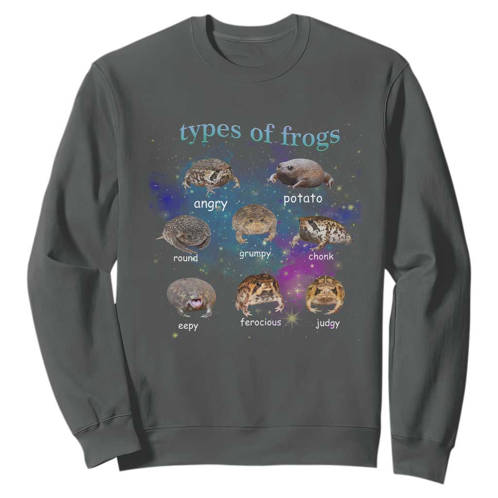 Types Of Frogs Funny Rain Frog Meme Chart Sweatshirt Angry Grumpy Eepy Chonk Potato Round Judgy Ferocious