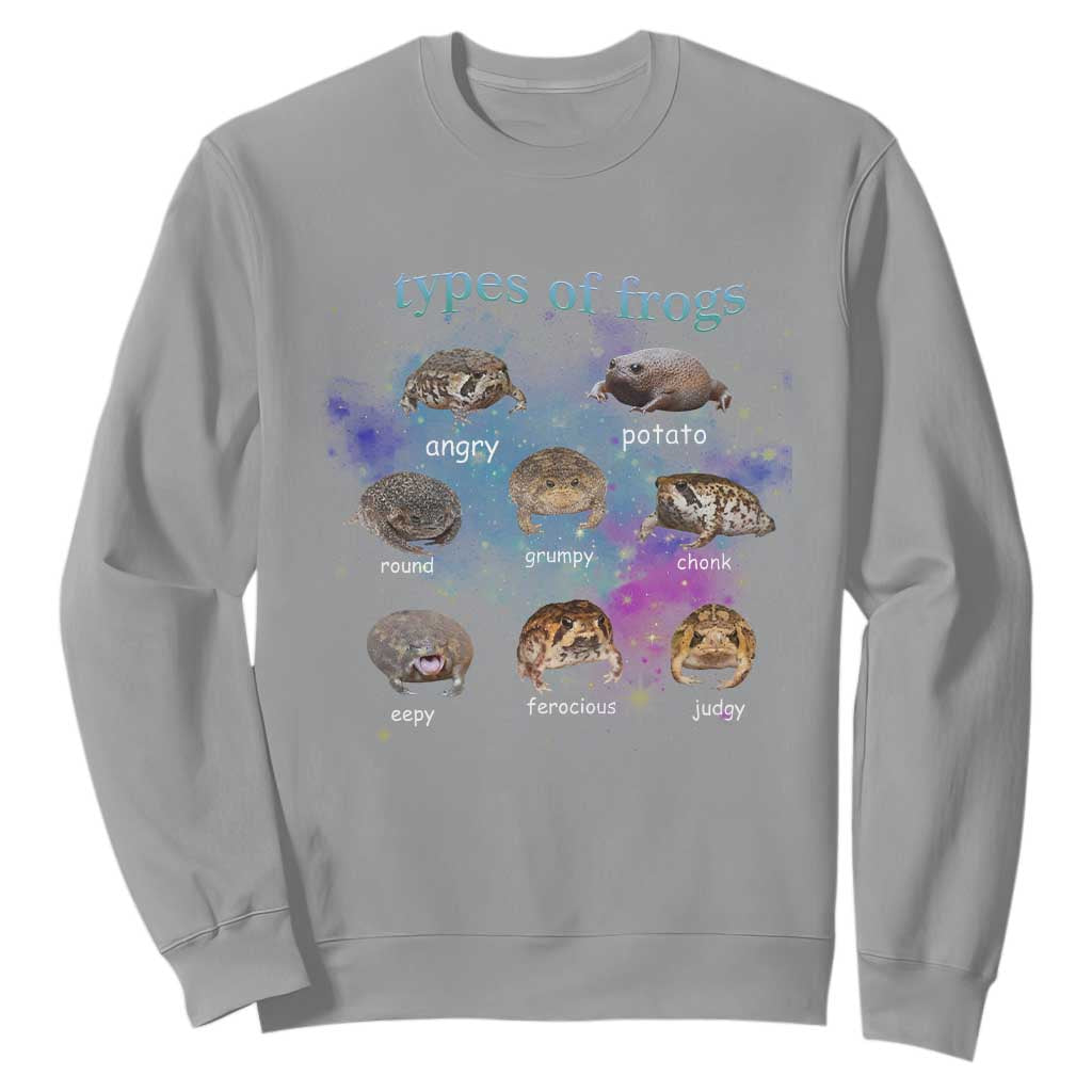 Types Of Frogs Funny Rain Frog Meme Chart Sweatshirt Angry Grumpy Eepy Chonk Potato Round Judgy Ferocious