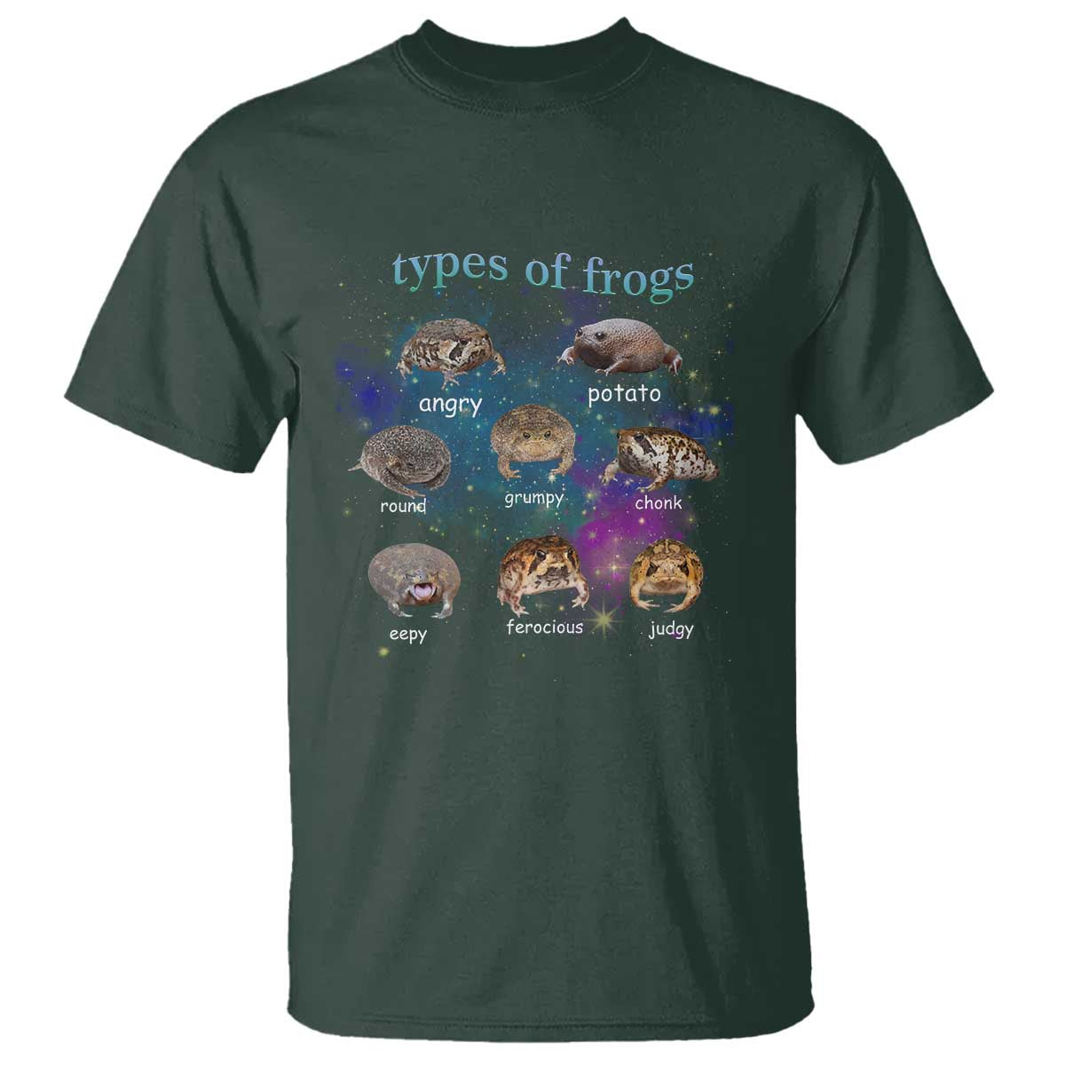 Types Of Frogs Funny Rain Frog Meme Chart T Shirt Angry Grumpy Eepy Chonk Potato Round Judgy Ferocious