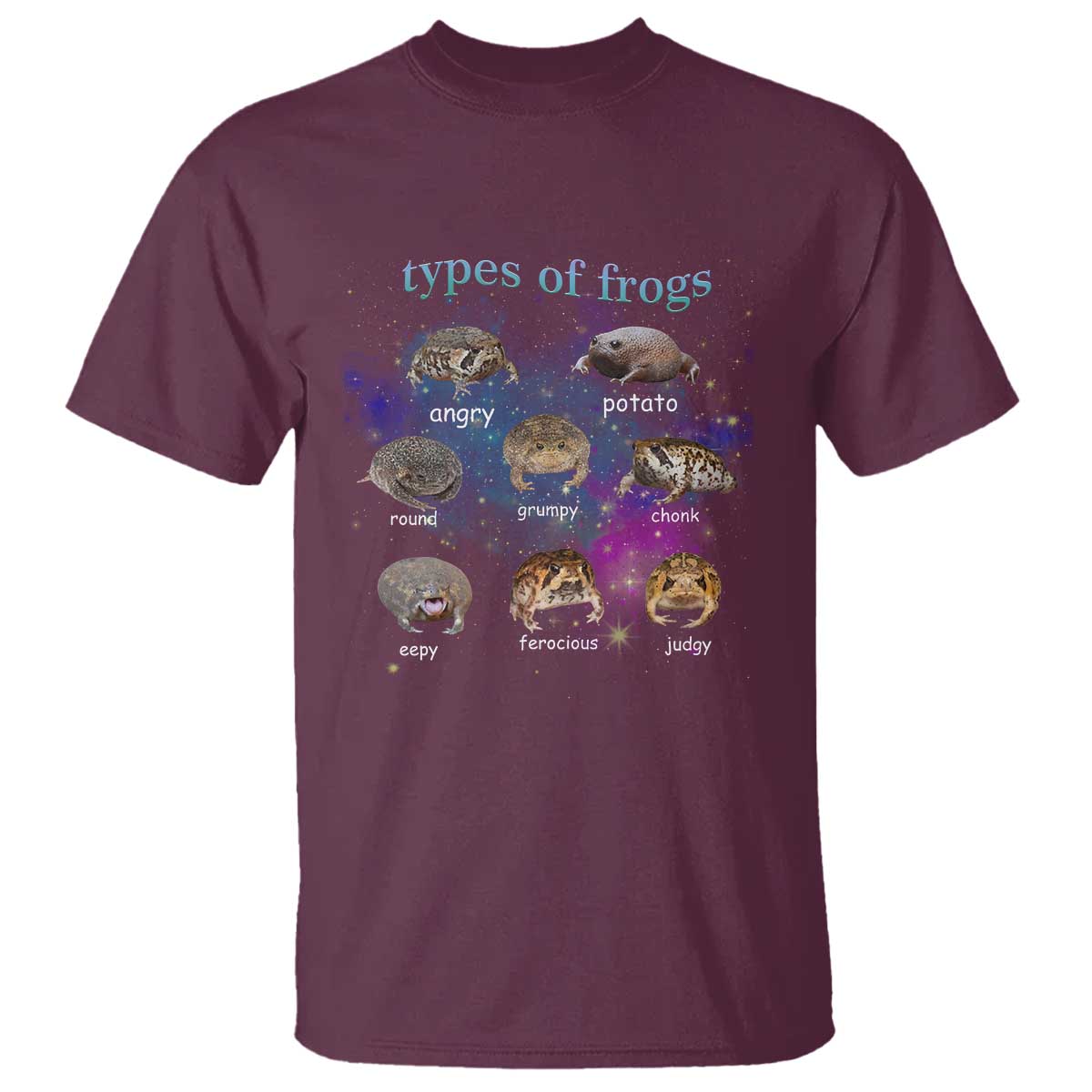 Types Of Frogs Funny Rain Frog Meme Chart T Shirt Angry Grumpy Eepy Chonk Potato Round Judgy Ferocious