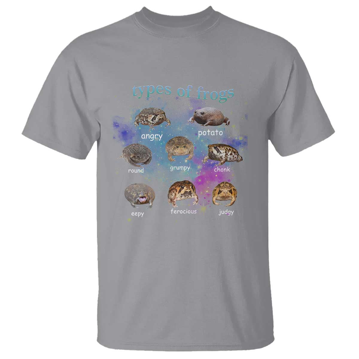 Types Of Frogs Funny Rain Frog Meme Chart T Shirt Angry Grumpy Eepy Chonk Potato Round Judgy Ferocious