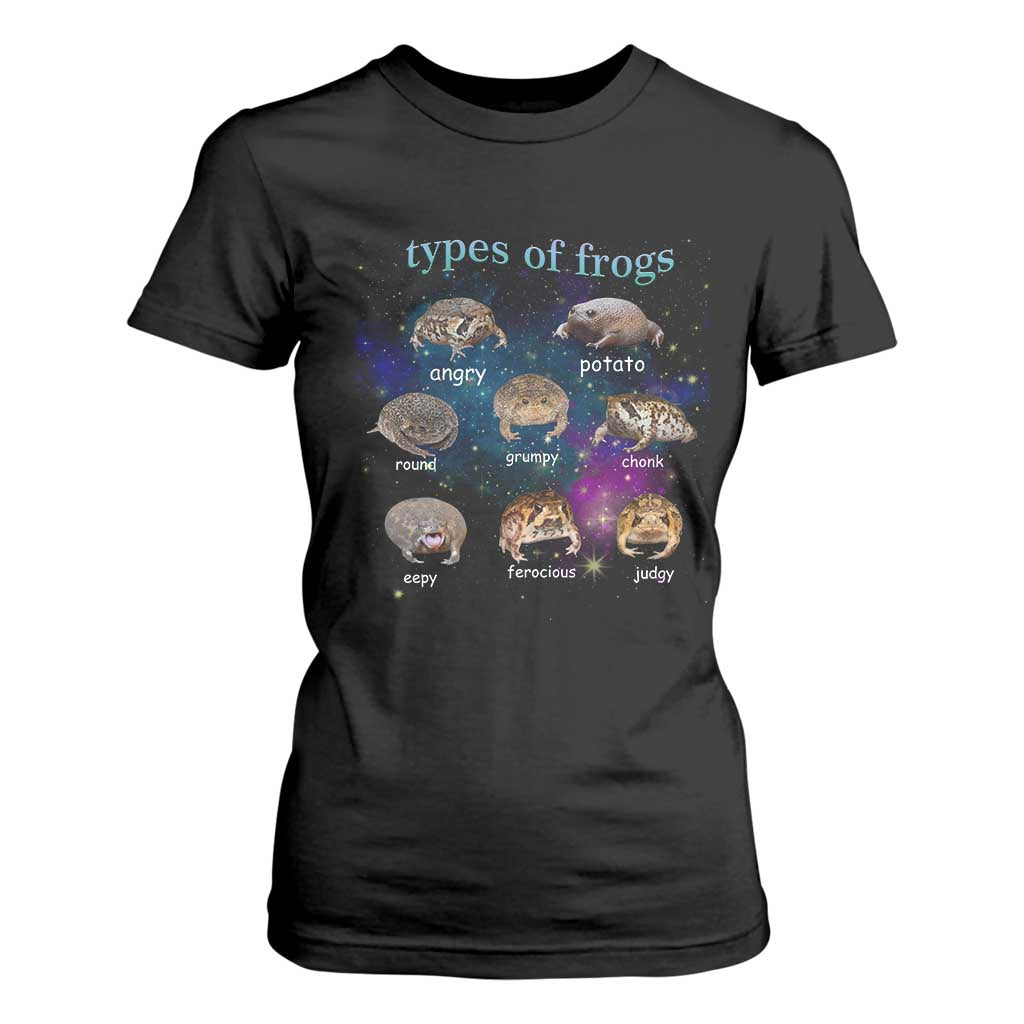 Types Of Frogs Funny Rain Frog Meme Chart T Shirt For Women Angry Grumpy Eepy Chonk Potato Round Judgy Ferocious TS02 Black Print Your Wear