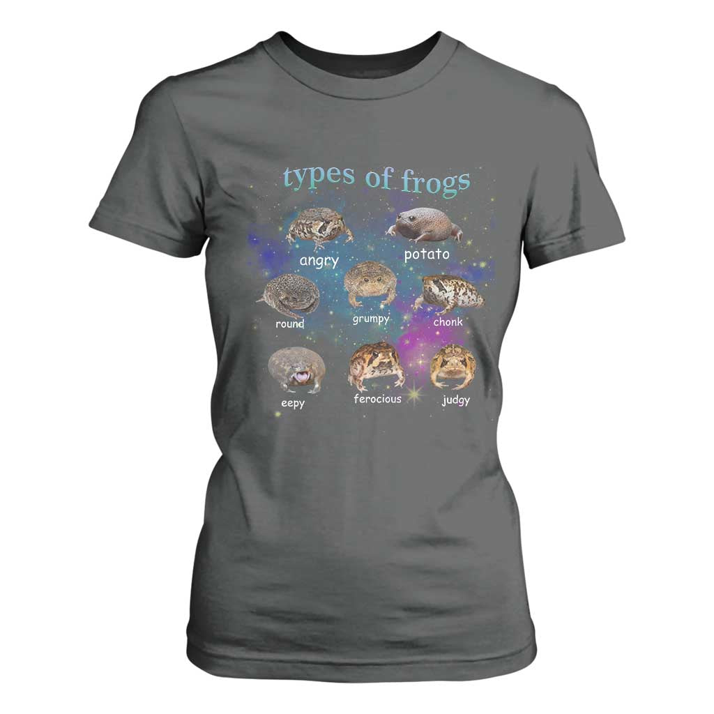 Types Of Frogs Funny Rain Frog Meme Chart T Shirt For Women Angry Grumpy Eepy Chonk Potato Round Judgy Ferocious