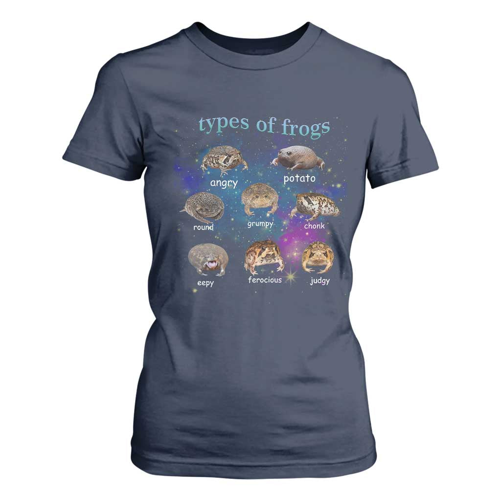 Types Of Frogs Funny Rain Frog Meme Chart T Shirt For Women Angry Grumpy Eepy Chonk Potato Round Judgy Ferocious