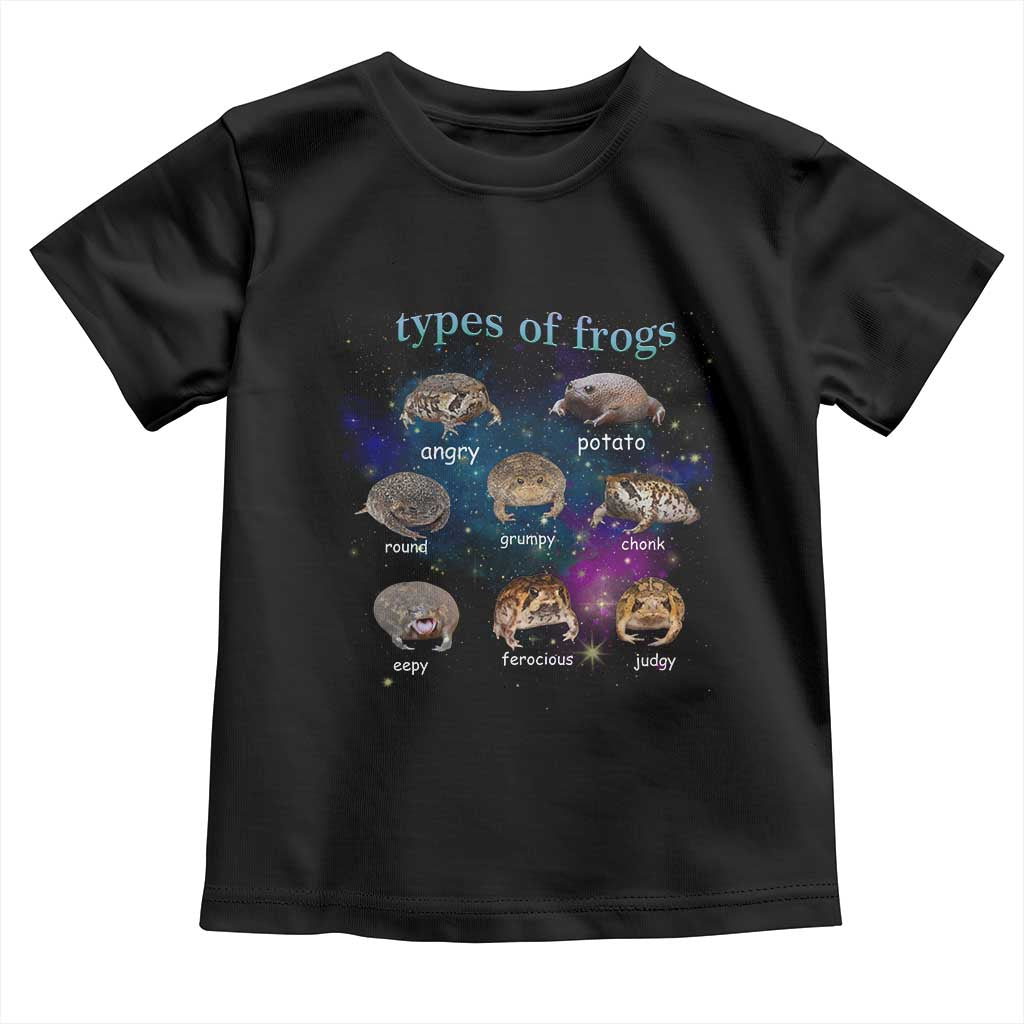 Types Of Frogs Funny Rain Frog Meme Chart Toddler T Shirt Angry Grumpy Eepy Chonk Potato Round Judgy Ferocious TS02 Black Print Your Wear