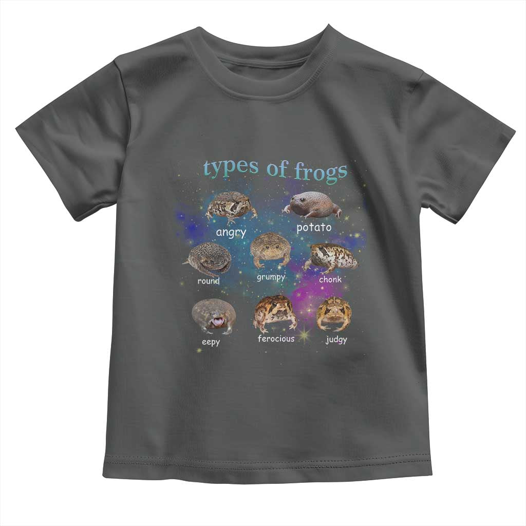 Types Of Frogs Funny Rain Frog Meme Chart Toddler T Shirt Angry Grumpy Eepy Chonk Potato Round Judgy Ferocious