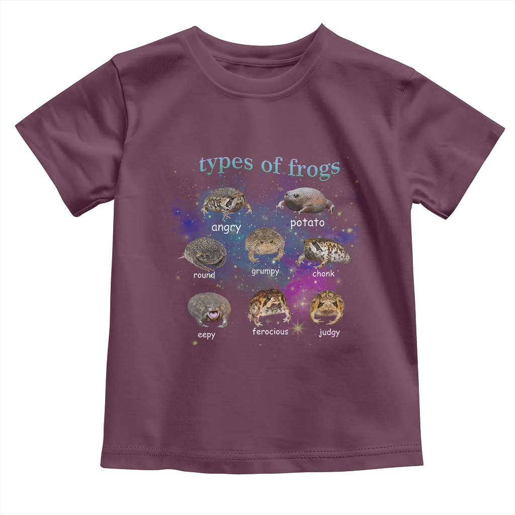 Types Of Frogs Funny Rain Frog Meme Chart Toddler T Shirt Angry Grumpy Eepy Chonk Potato Round Judgy Ferocious