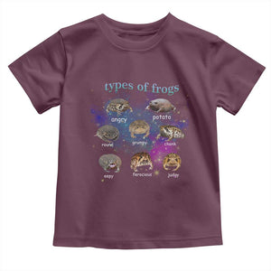Types Of Frogs Funny Rain Frog Meme Chart Toddler T Shirt Angry Grumpy Eepy Chonk Potato Round Judgy Ferocious
