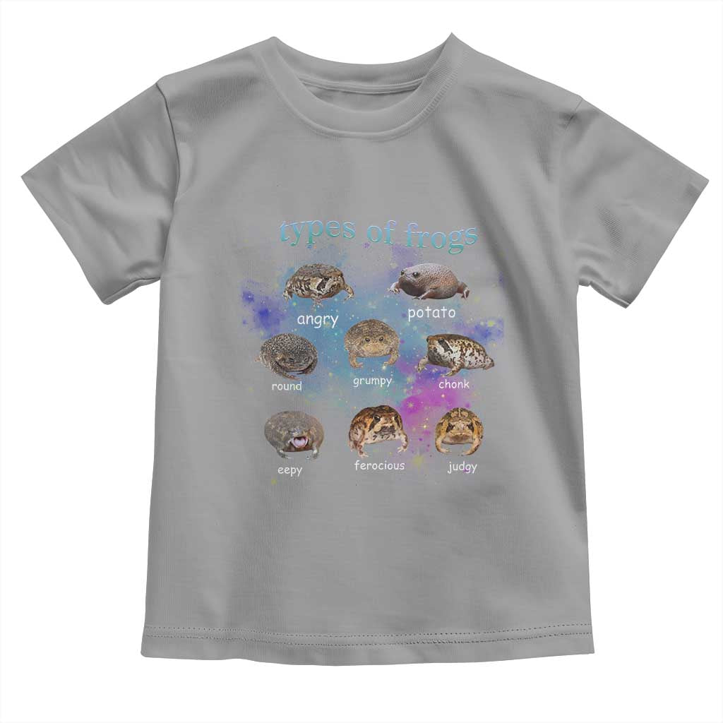 Types Of Frogs Funny Rain Frog Meme Chart Toddler T Shirt Angry Grumpy Eepy Chonk Potato Round Judgy Ferocious