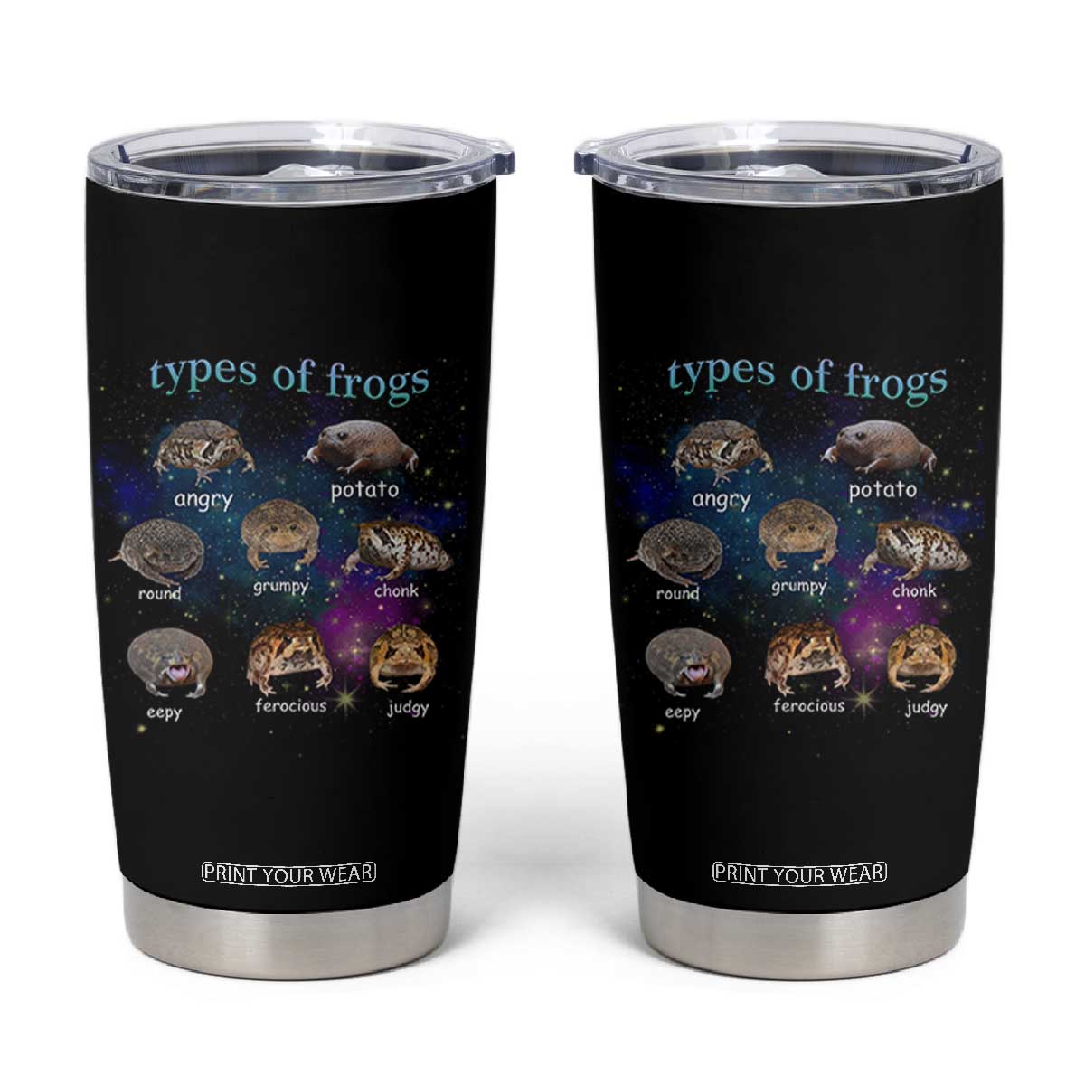 Types Of Frogs Funny Rain Frog Meme Chart Tumbler Cup Angry Grumpy Eepy Chonk Potato Round Judgy Ferocious TS02 Black Print Your Wear