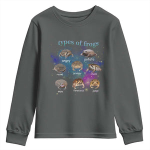 Types Of Frogs Funny Rain Frog Meme Chart Youth Sweatshirt Angry Grumpy Eepy Chonk Potato Round Judgy Ferocious