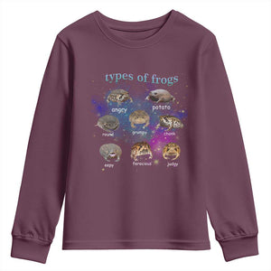 Types Of Frogs Funny Rain Frog Meme Chart Youth Sweatshirt Angry Grumpy Eepy Chonk Potato Round Judgy Ferocious