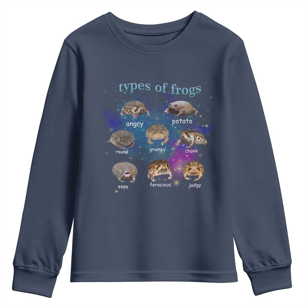 Types Of Frogs Funny Rain Frog Meme Chart Youth Sweatshirt Angry Grumpy Eepy Chonk Potato Round Judgy Ferocious