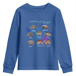 Types Of Frogs Funny Rain Frog Meme Chart Youth Sweatshirt Angry Grumpy Eepy Chonk Potato Round Judgy Ferocious
