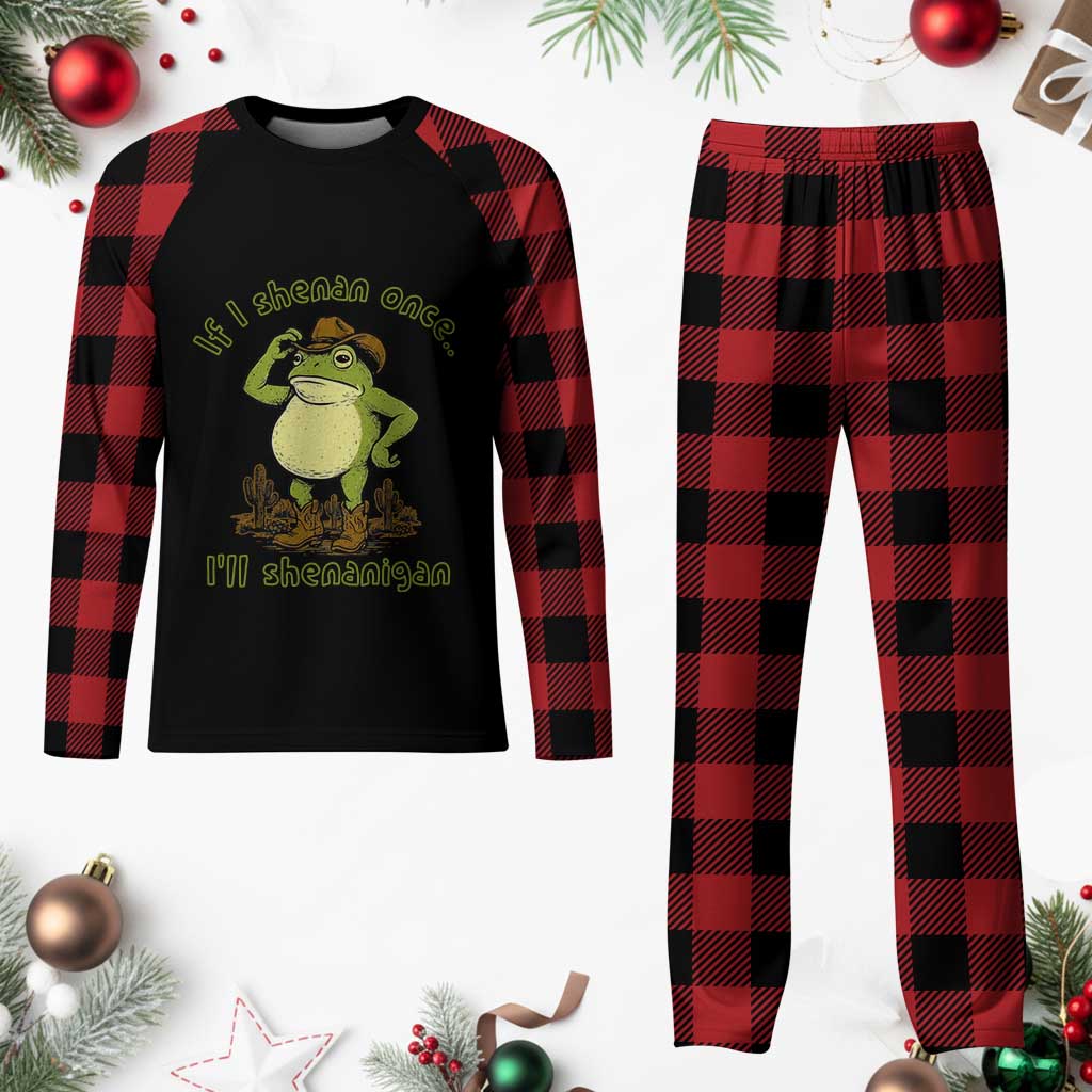Funny Cowboy Frog Western Meme Plaid Pajama Set If I Shenan Once I Will Shenanigan TS02 Buffalo Plaid Print Your Wear