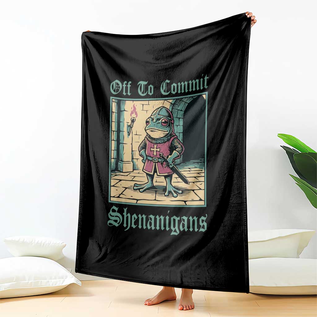 Funny Medieval Frog Knight Fantasy RPG Meme Throw Blanket Off To Commit Shenanigans