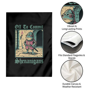 Funny Medieval Frog Knight Fantasy RPG Meme Garden Flag Off To Commit Shenanigans