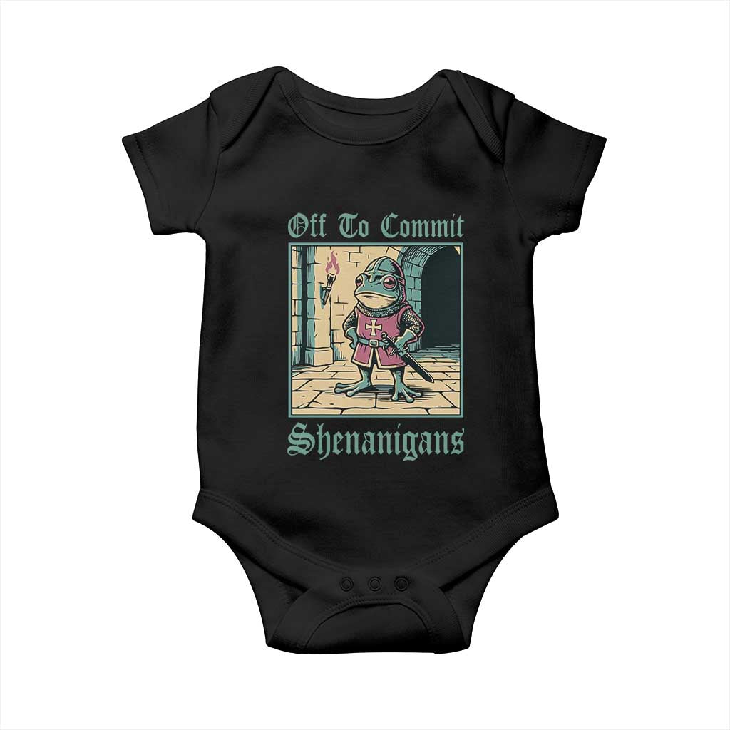 Funny Medieval Frog Knight Fantasy RPG Meme Baby Onesie Off To Commit Shenanigans TS02 Black Print Your Wear
