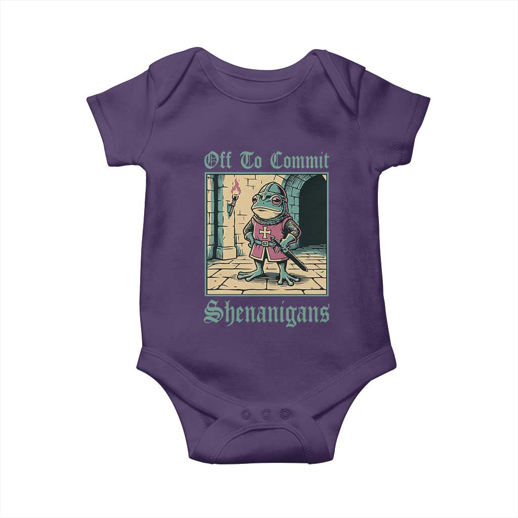 Funny Medieval Frog Knight Fantasy RPG Meme Baby Onesie Off To Commit Shenanigans