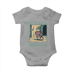 Funny Medieval Frog Knight Fantasy RPG Meme Baby Onesie Off To Commit Shenanigans