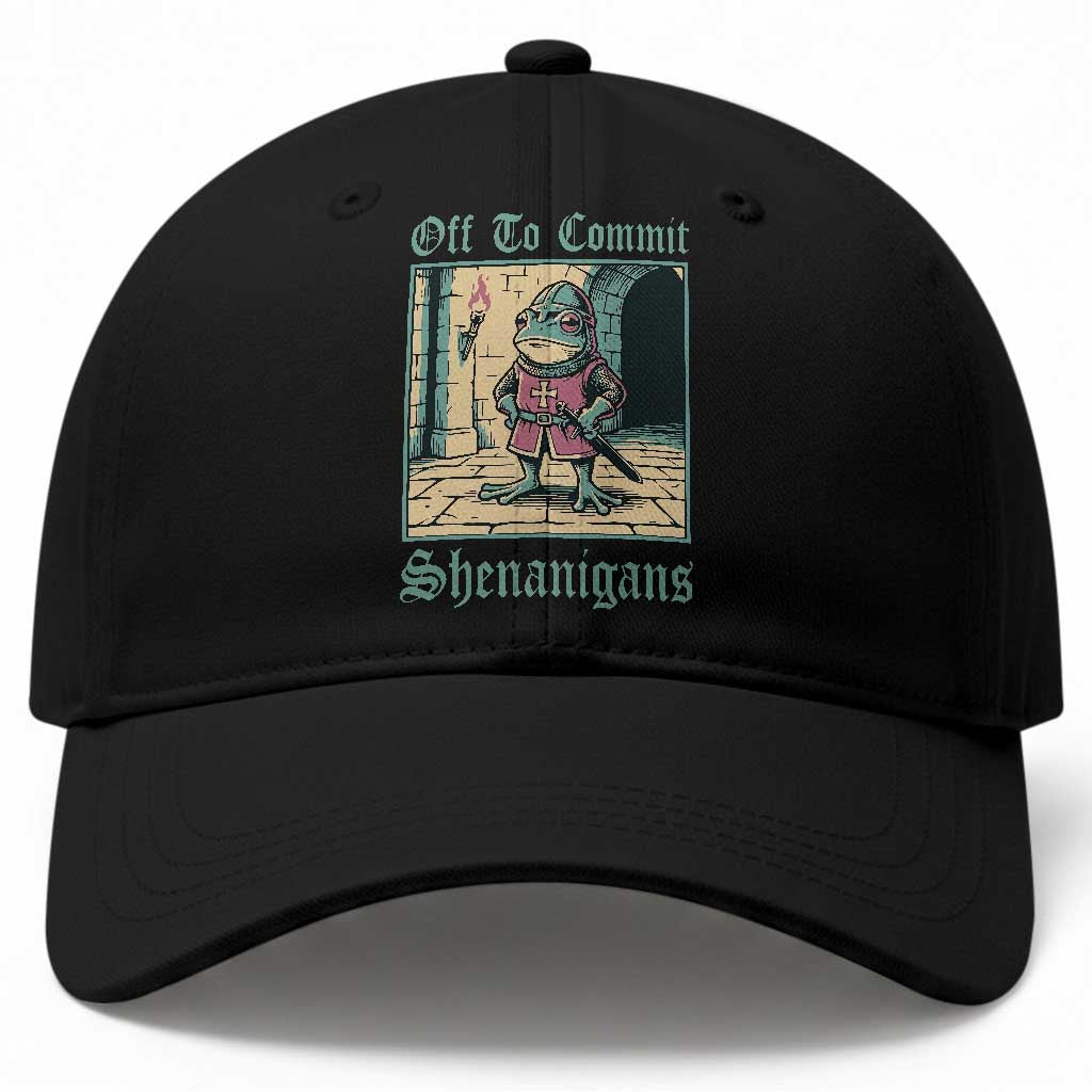 Funny Medieval Frog Knight Fantasy RPG Meme Baseball Cap Off To Commit Shenanigans TS02 Print Your Wear