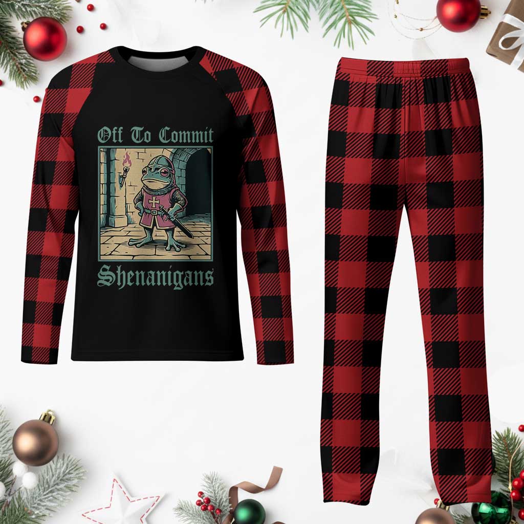 Funny Medieval Frog Knight Fantasy RPG Meme Plaid Pajama Set Off To Commit Shenanigans TS02 Buffalo Plaid Print Your Wear