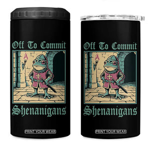Funny Medieval Frog Knight Fantasy RPG Meme 4 in 1 Can Cooler Tumbler Off To Commit Shenanigans