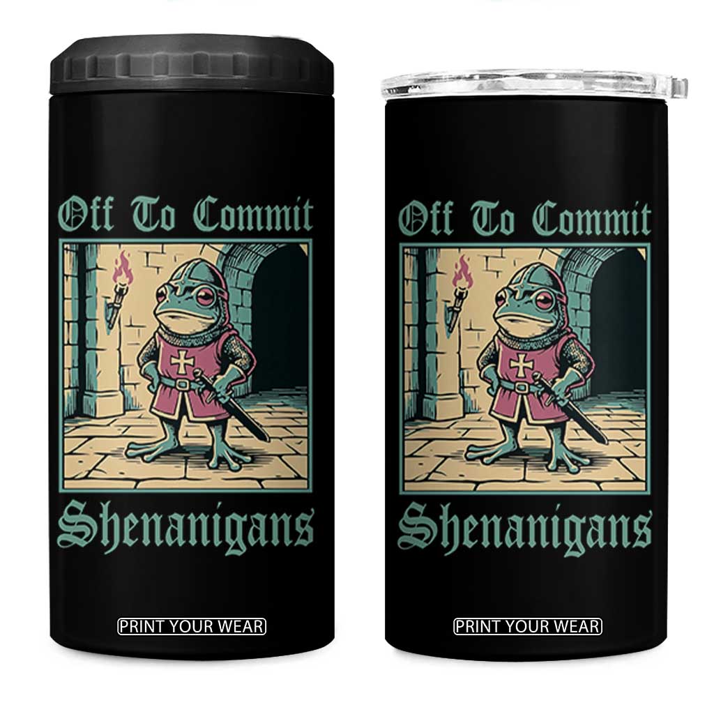 Funny Medieval Frog Knight Fantasy RPG Meme 4 in 1 Can Cooler Tumbler Off To Commit Shenanigans TS02 One Size: 16 oz Black Print Your Wear