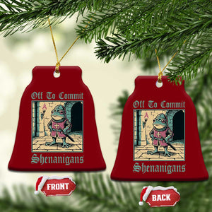 Funny Medieval Frog Knight Fantasy RPG Meme Ceramic Ornament Off To Commit Shenanigans