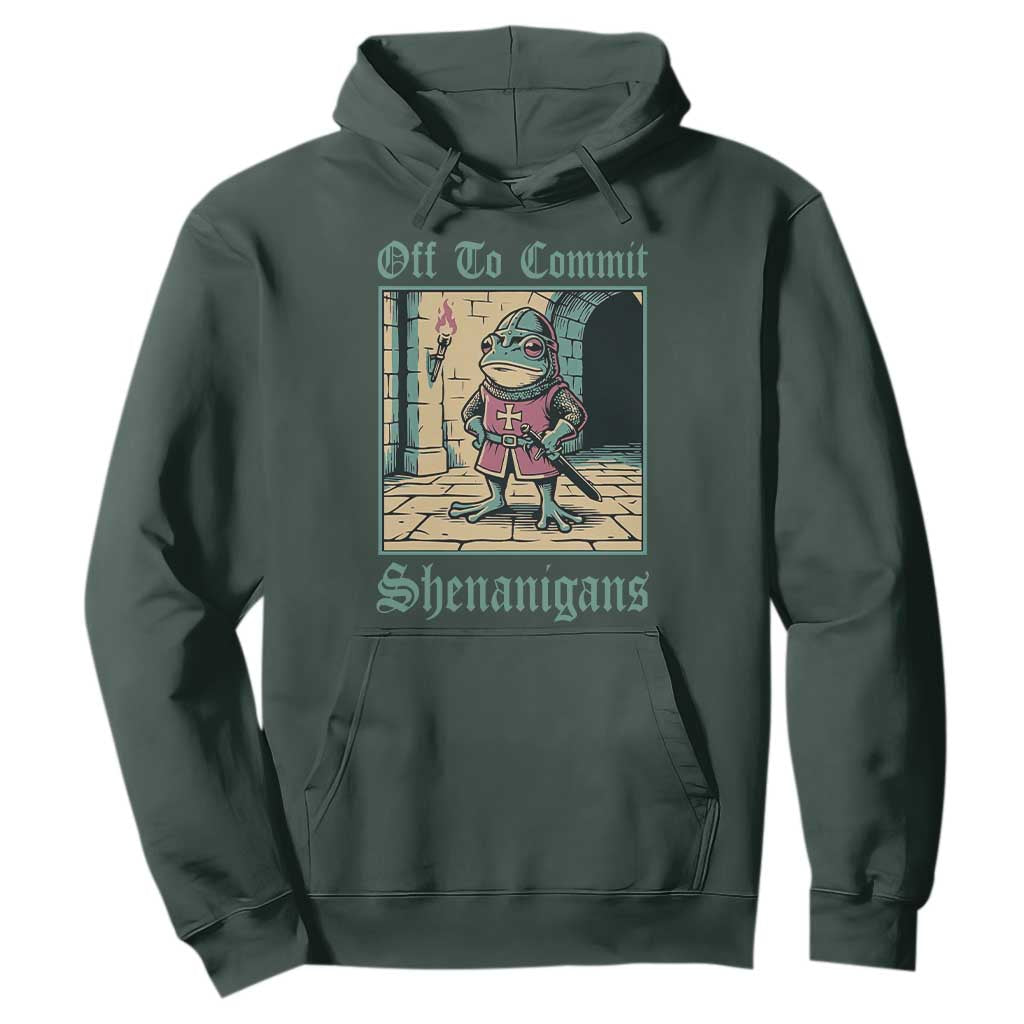 Funny Medieval Frog Knight Fantasy RPG Meme Hoodie Off To Commit Shenanigans