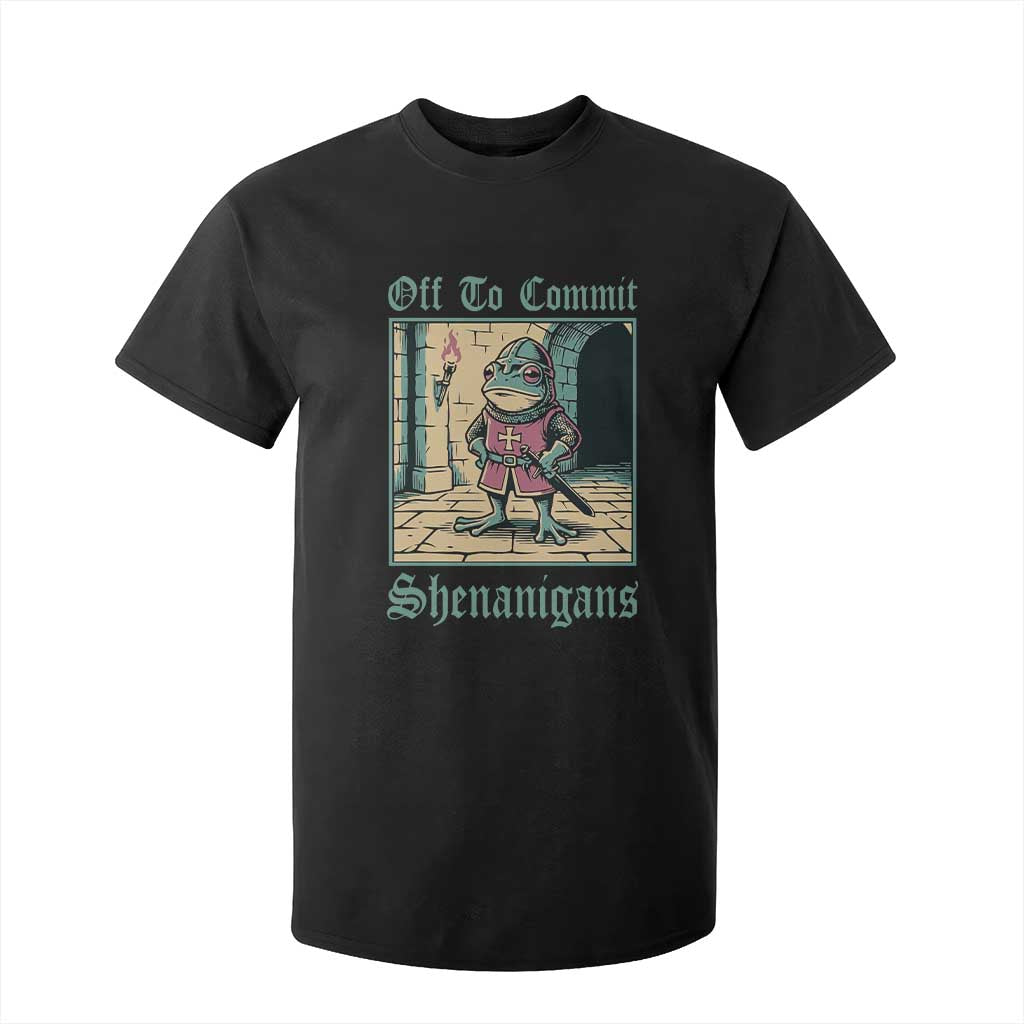 Funny Medieval Frog Knight Fantasy RPG Meme T Shirt For Kid Off To Commit Shenanigans