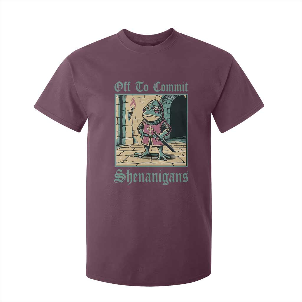 Funny Medieval Frog Knight Fantasy RPG Meme T Shirt For Kid Off To Commit Shenanigans