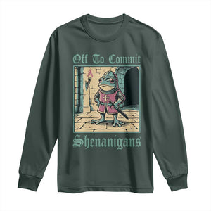 Funny Medieval Frog Knight Fantasy RPG Meme Long Sleeve Shirt Off To Commit Shenanigans