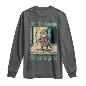 Funny Medieval Frog Knight Fantasy RPG Meme Long Sleeve Shirt Off To Commit Shenanigans