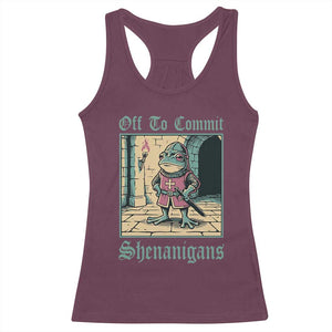 Funny Medieval Frog Knight Fantasy RPG Meme Racerback Tank Top Off To Commit Shenanigans
