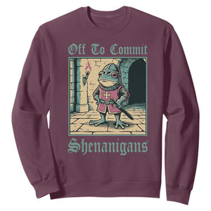 Funny Medieval Frog Knight Fantasy RPG Meme Sweatshirt Off To Commit Shenanigans