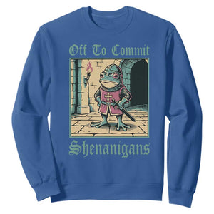 Funny Medieval Frog Knight Fantasy RPG Meme Sweatshirt Off To Commit Shenanigans