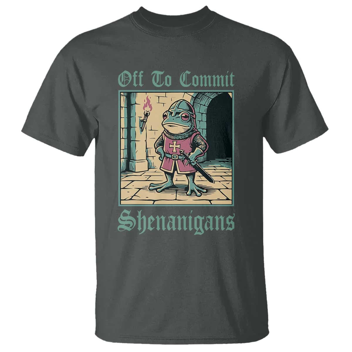 Funny Medieval Frog Knight Fantasy RPG Meme T Shirt Off To Commit Shenanigans