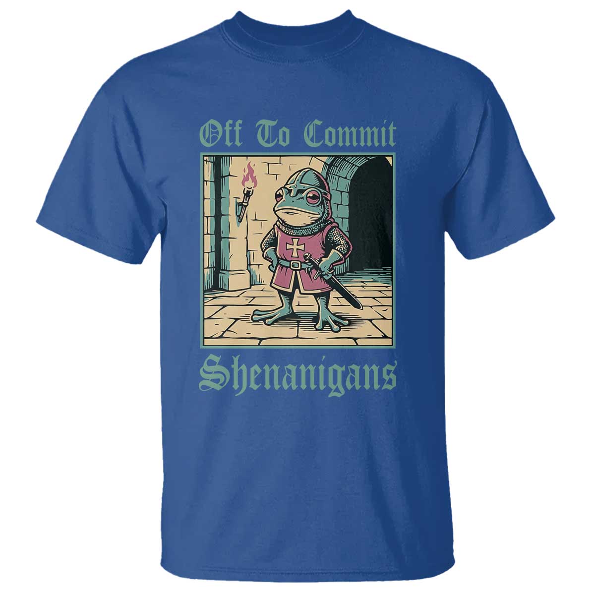 Funny Medieval Frog Knight Fantasy RPG Meme T Shirt Off To Commit Shenanigans