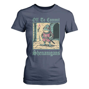 Funny Medieval Frog Knight Fantasy RPG Meme T Shirt For Women Off To Commit Shenanigans