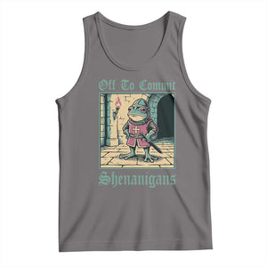 Funny Medieval Frog Knight Fantasy RPG Meme Tank Top Off To Commit Shenanigans