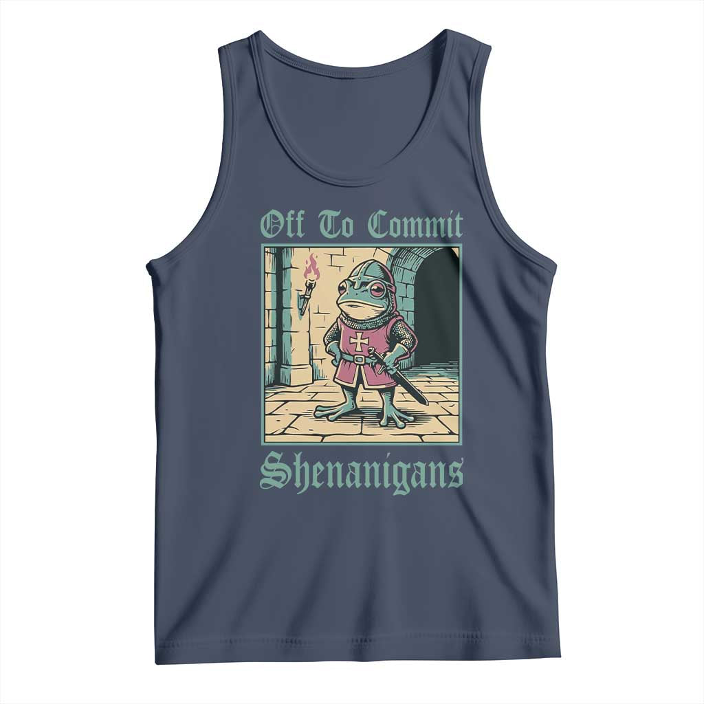 Funny Medieval Frog Knight Fantasy RPG Meme Tank Top Off To Commit Shenanigans