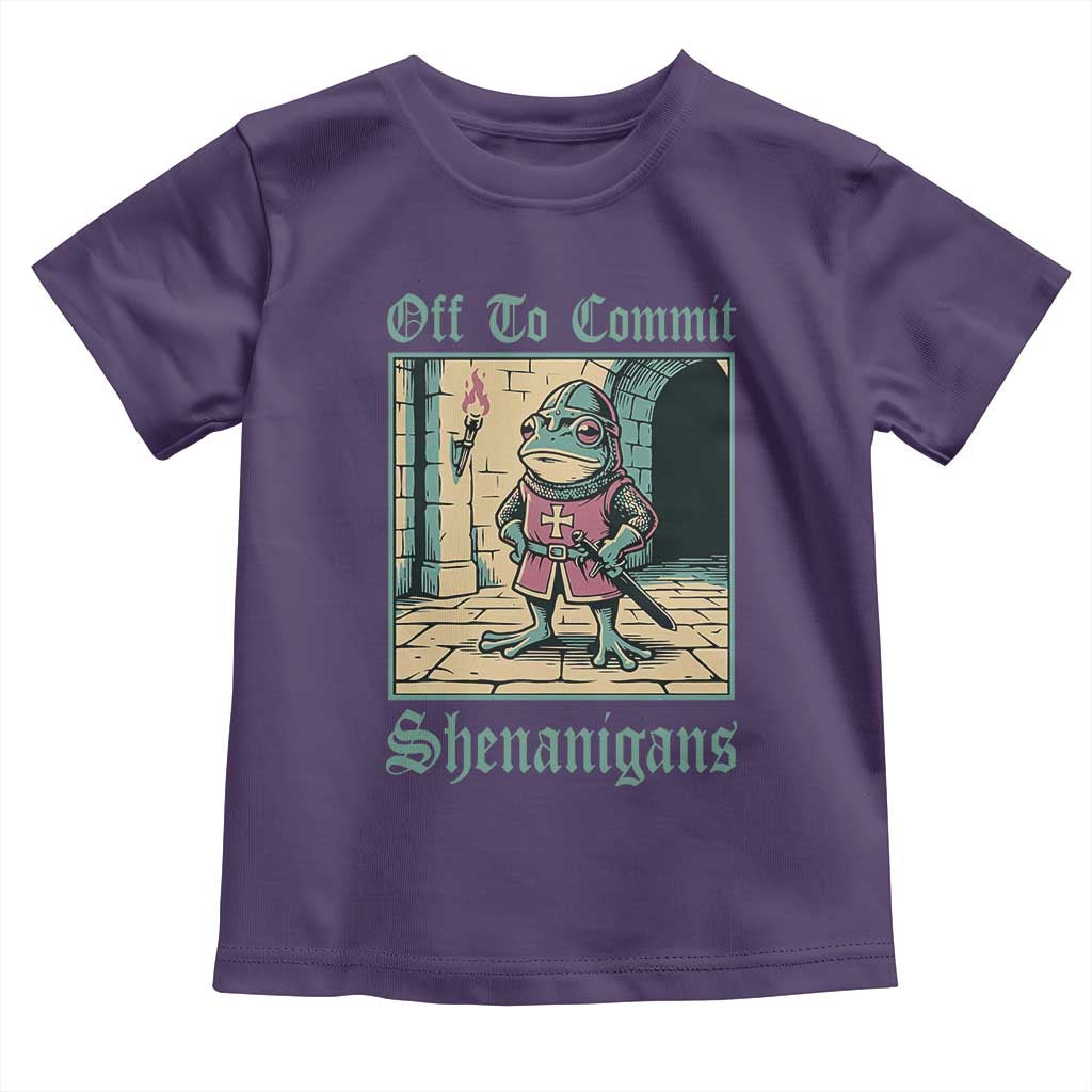 Funny Medieval Frog Knight Fantasy RPG Meme Toddler T Shirt Off To Commit Shenanigans
