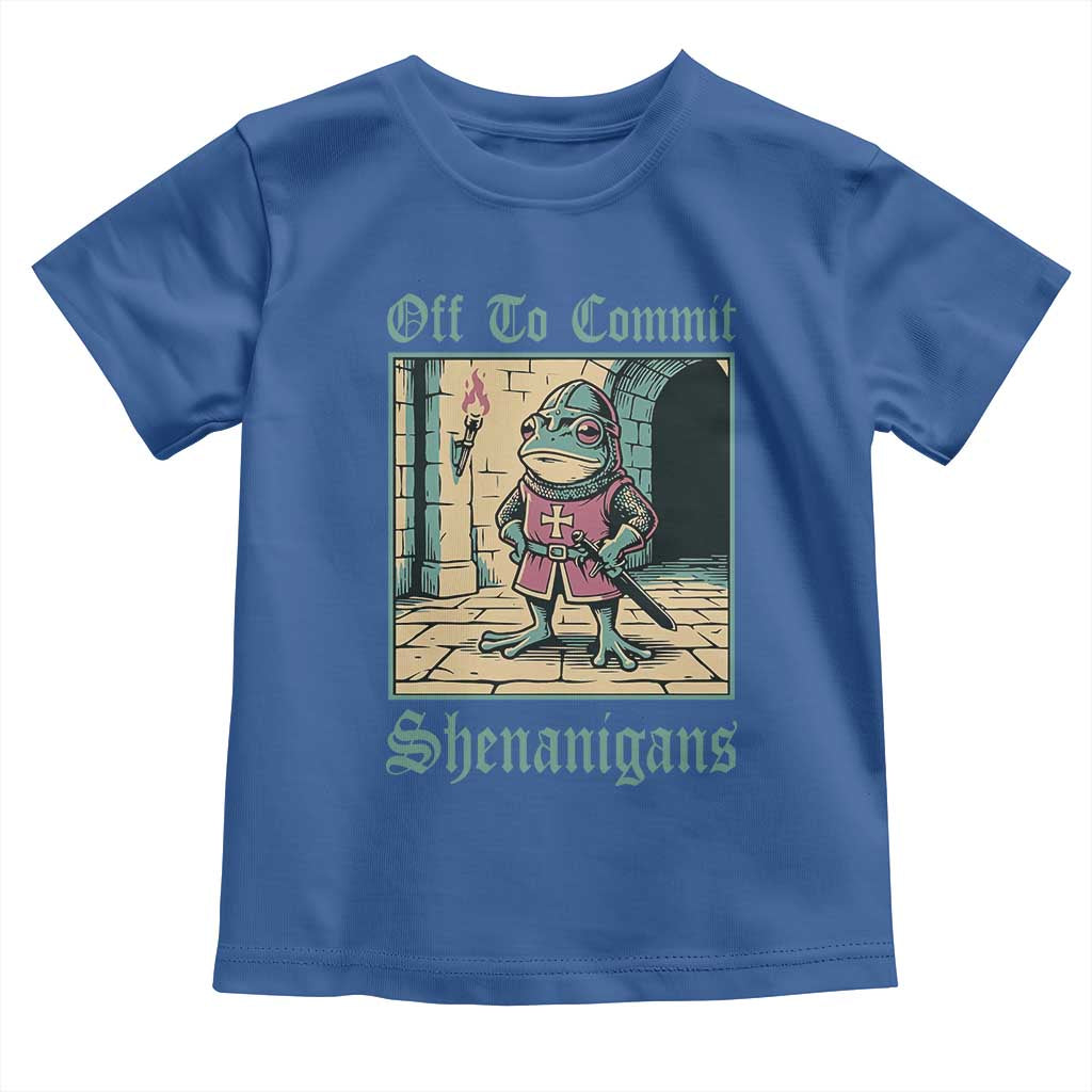 Funny Medieval Frog Knight Fantasy RPG Meme Toddler T Shirt Off To Commit Shenanigans