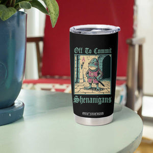 Funny Medieval Frog Knight Fantasy RPG Meme Tumbler Cup Off To Commit Shenanigans