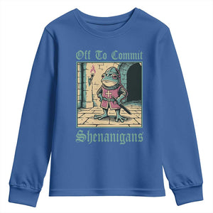 Funny Medieval Frog Knight Fantasy RPG Meme Youth Sweatshirt Off To Commit Shenanigans